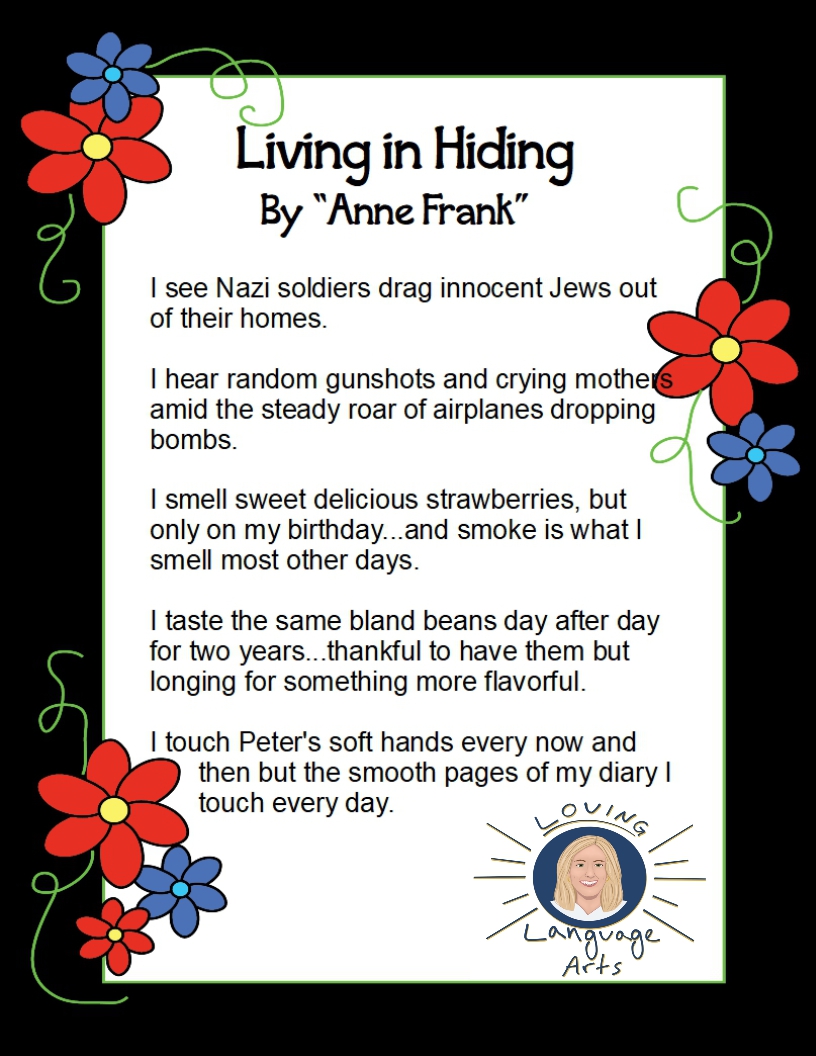 5 senses poem from Anne Frank's point of view