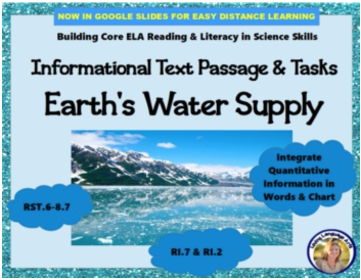 earth's water supply literacy in science ela reading and writing