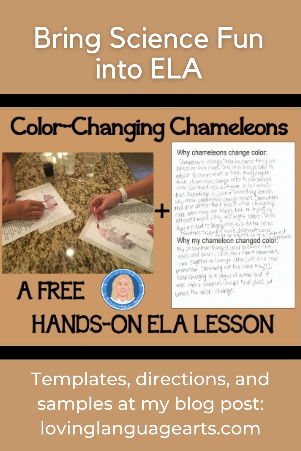 color changing chameleons science activity for ELA reading and writing pin