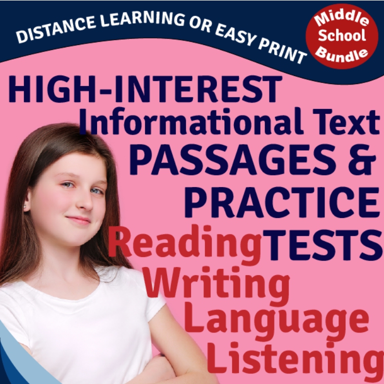 square cover middle school bundle high-interest informational text passages and practice tests