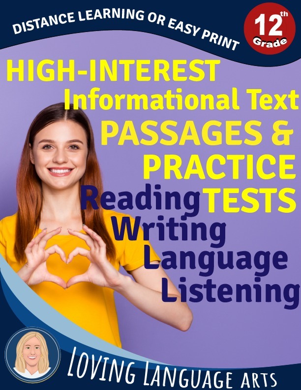 12th grade english language arts test prep workbook