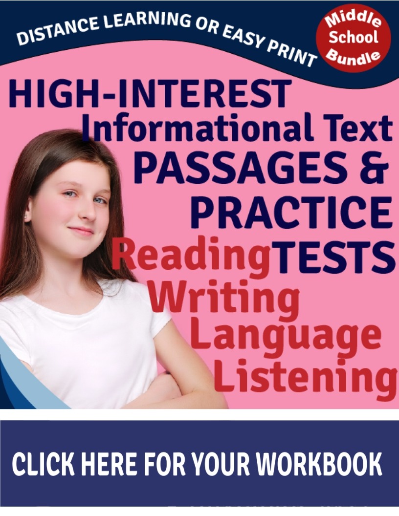 middle school english language arts test prep workbook