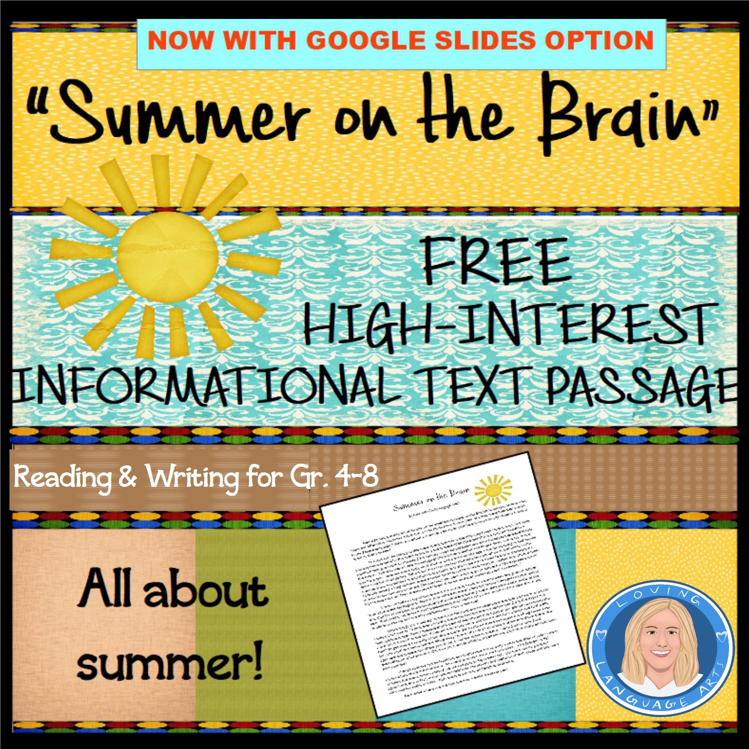 free informational text reading and writing about summer
