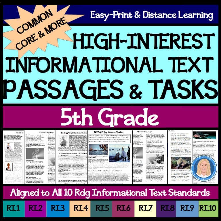 5th grade workbook informational text passages and ela tasks