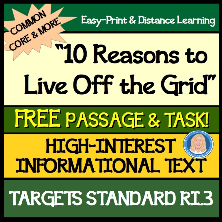 Living Off the Grid High Interest Text Passage & Task