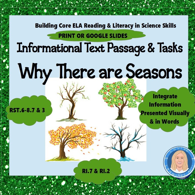 why there are seasons free informational text and ela science tasks