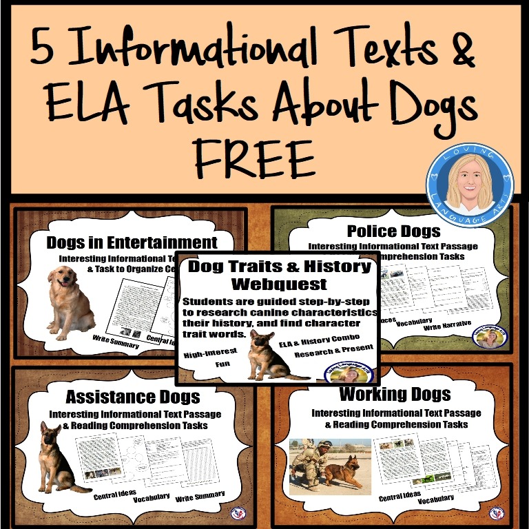 5 free dogs in society informational texts and ela tasks bundle