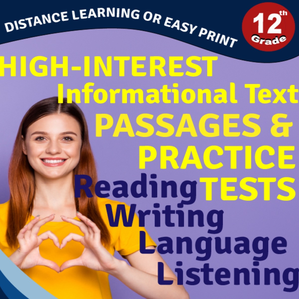 12th grade english language arts test prep workbook square cover