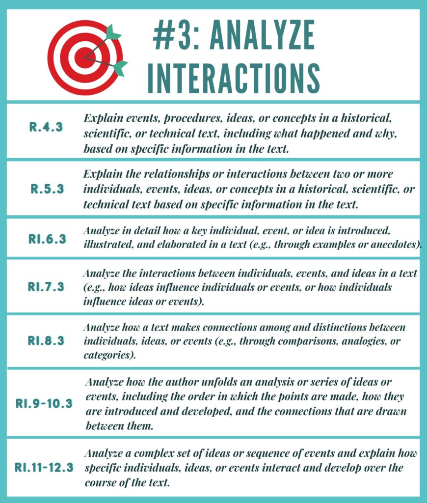 reading informational text assessment test target 3 analyzing interactions