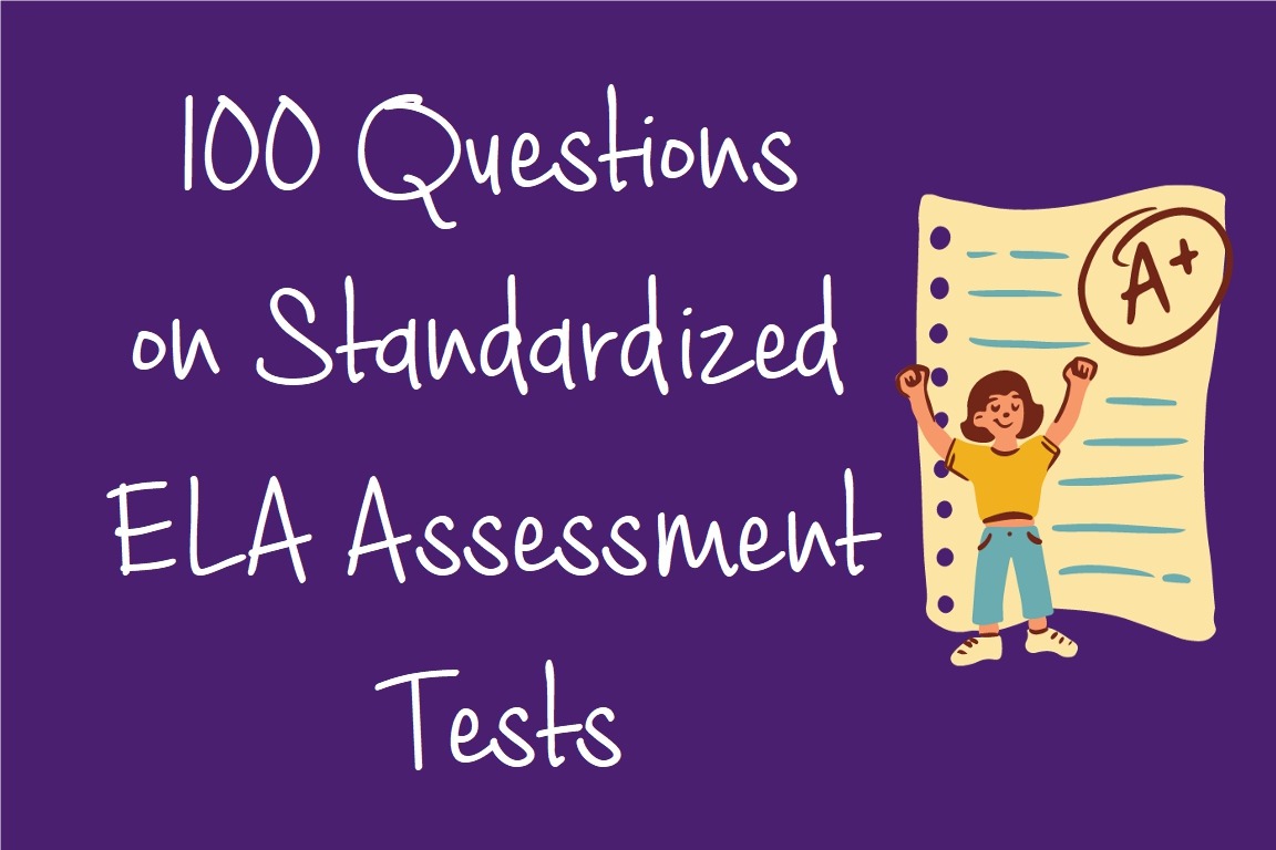 blog header 100 questions on standardized ela english language arts assessment tests