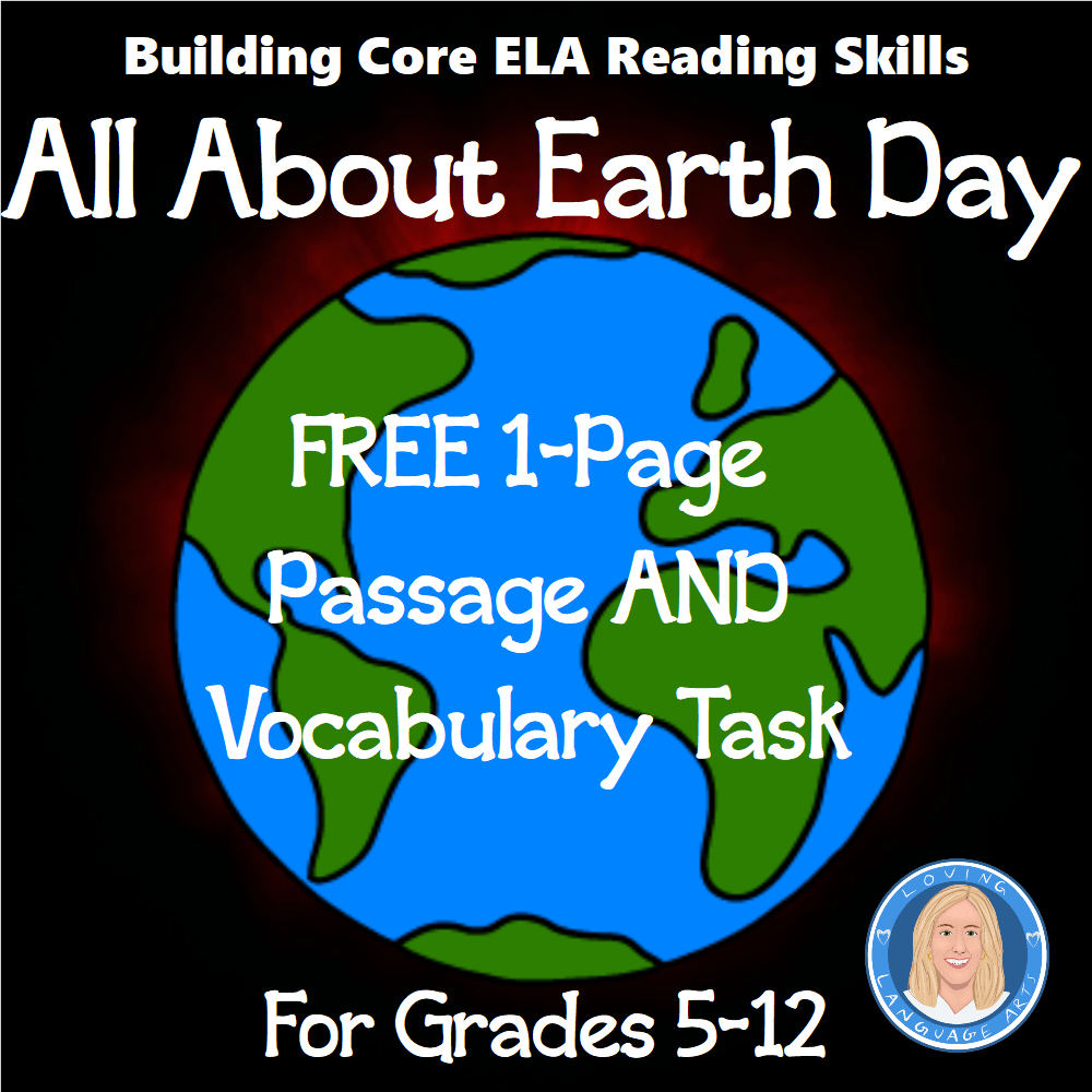 All About Earth Day free reading passage and vocabulary task