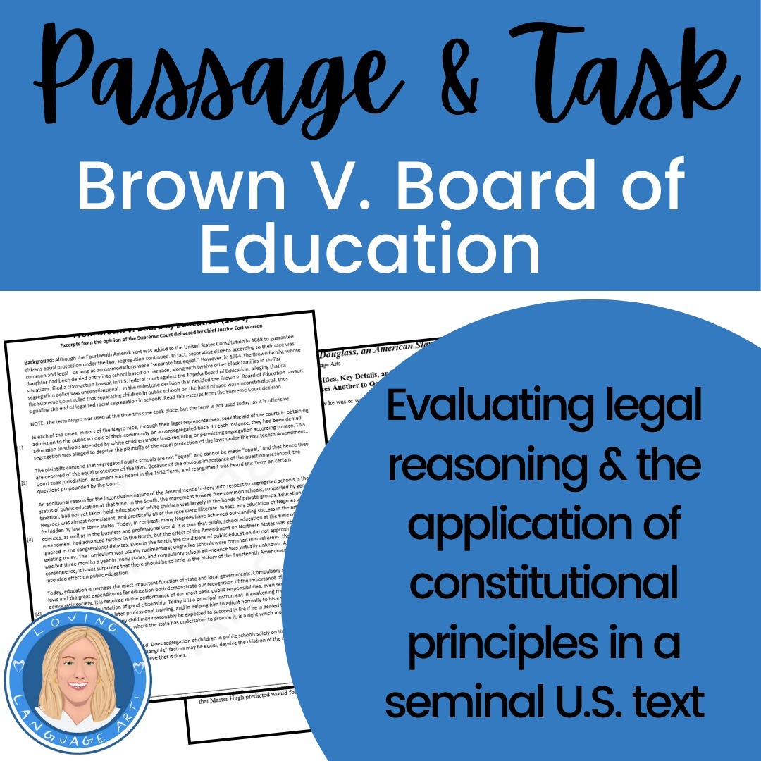 Brown v Board of Education Passage & Task Black History Freebie