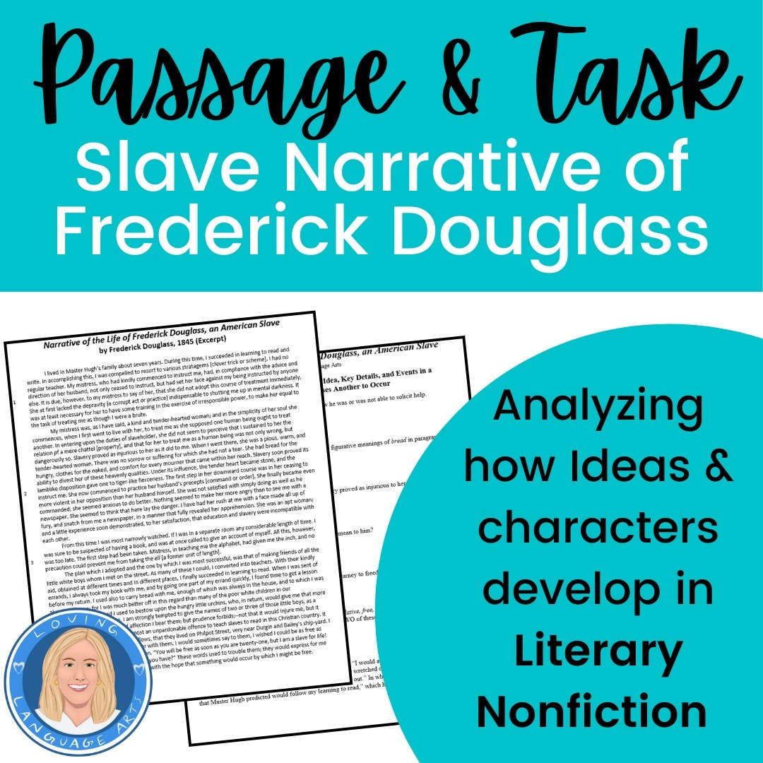 Frederick Douglass Slave Narrative Passage and Task Freebie