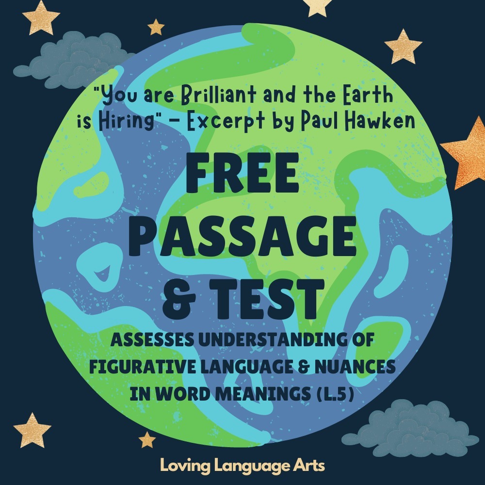 Earth Day Passage & ELA Reading Test FREEBIE - Assesses Language & Tone