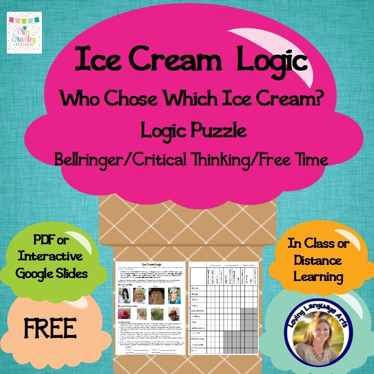 ice cream logic puzzle ela bellringer activity grades 4-9