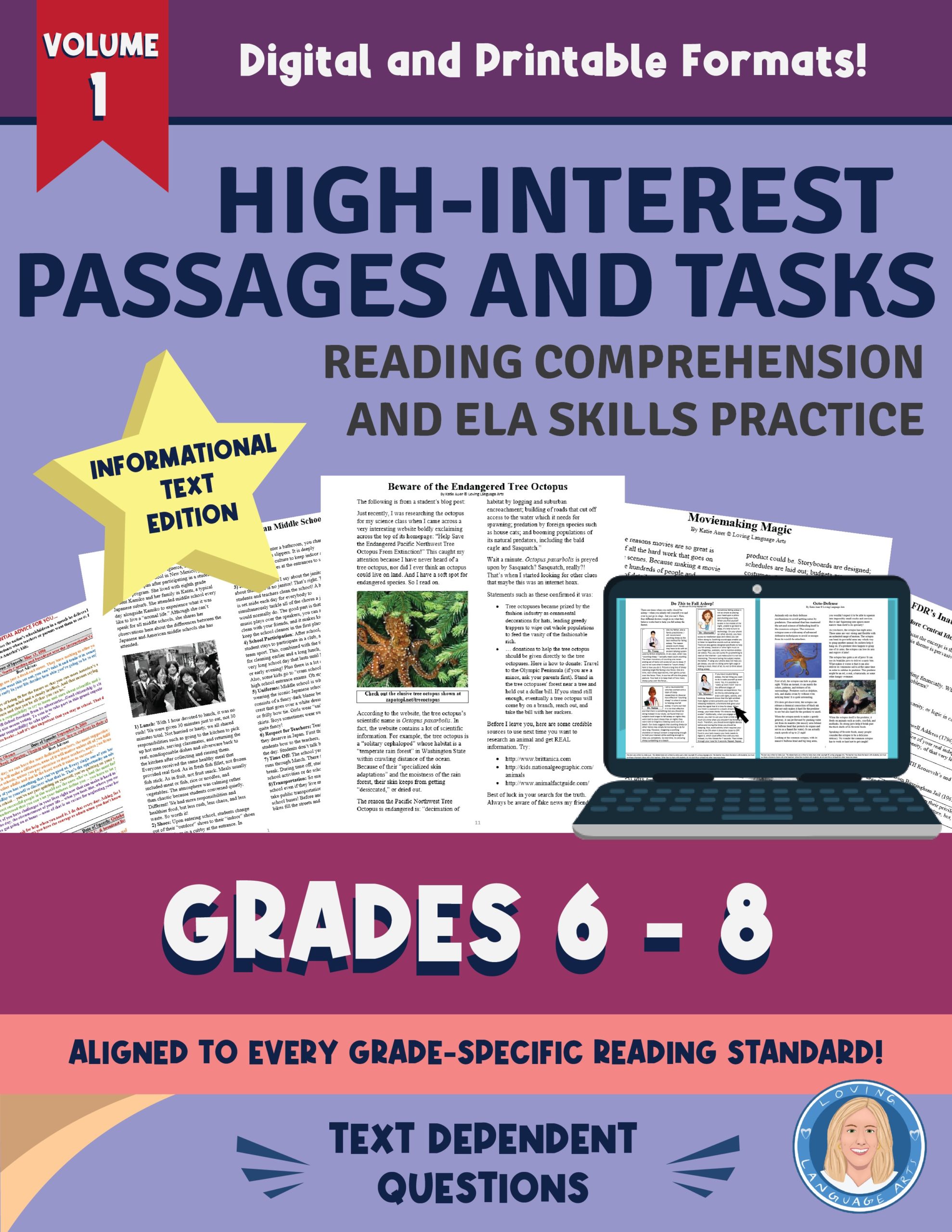 6th-8th grade language arts workbook volume 1 - High-interest passages and tasks.