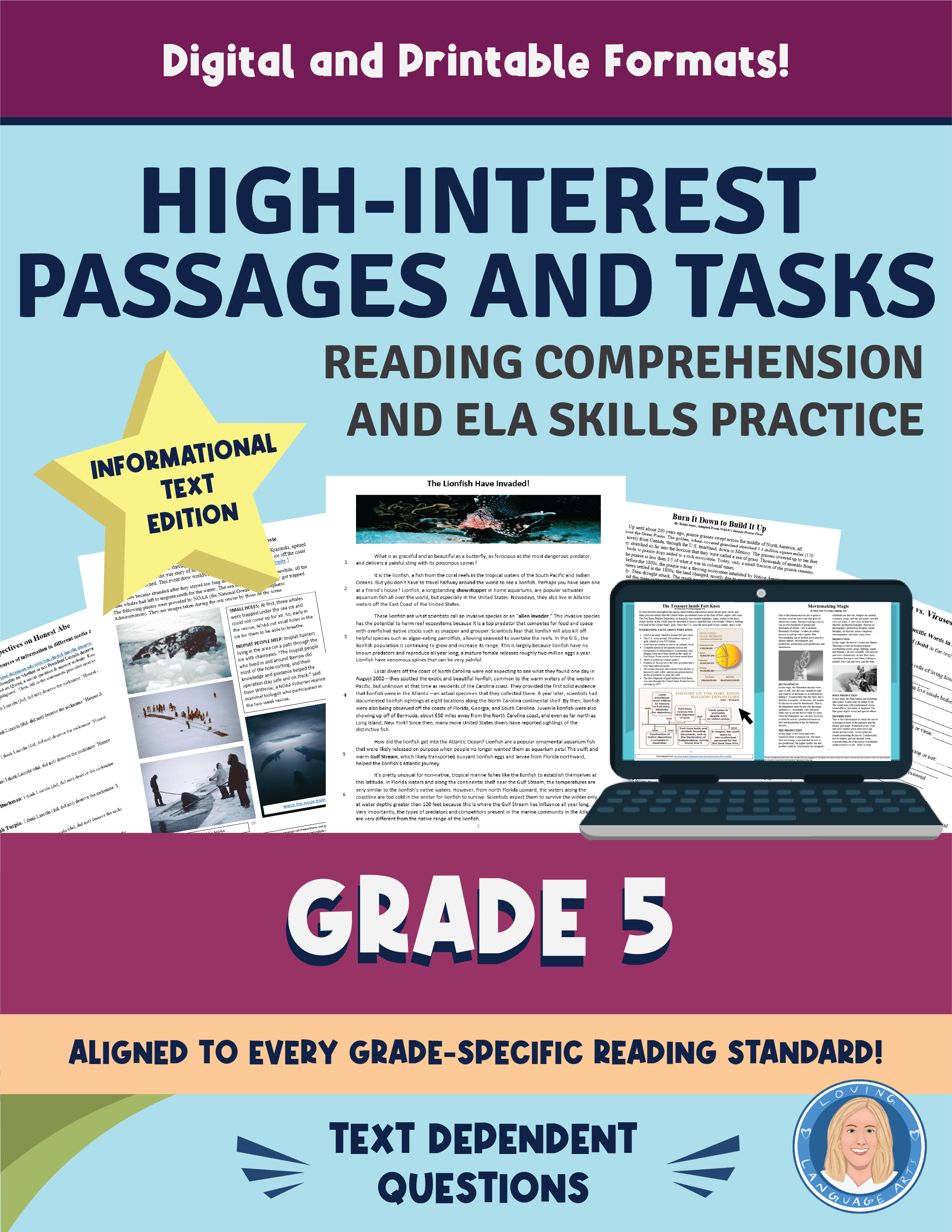 5th grade language arts workbook - High-interest passages and tasks.