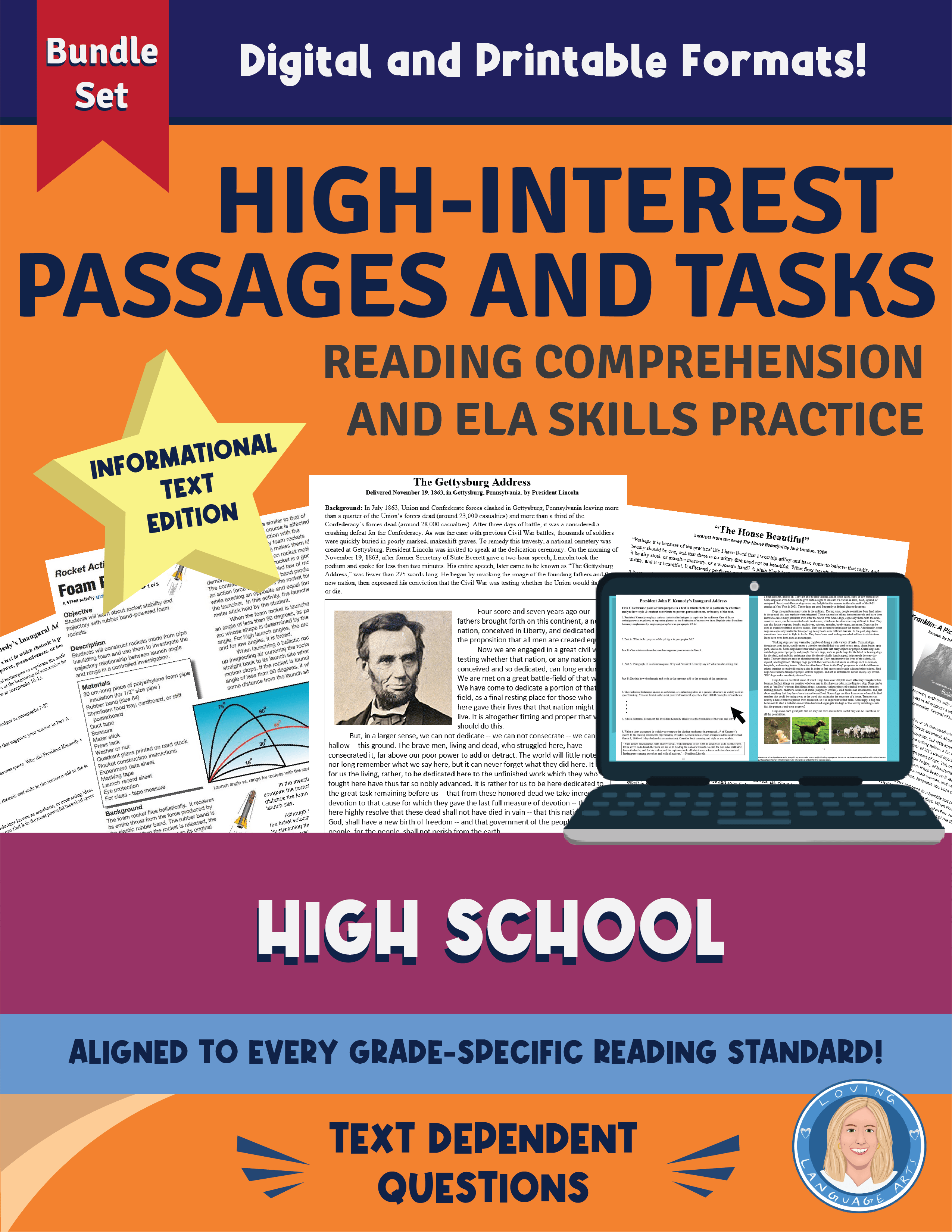 9th-12th grade language arts workbook bundle - High-interest passages and tasks.