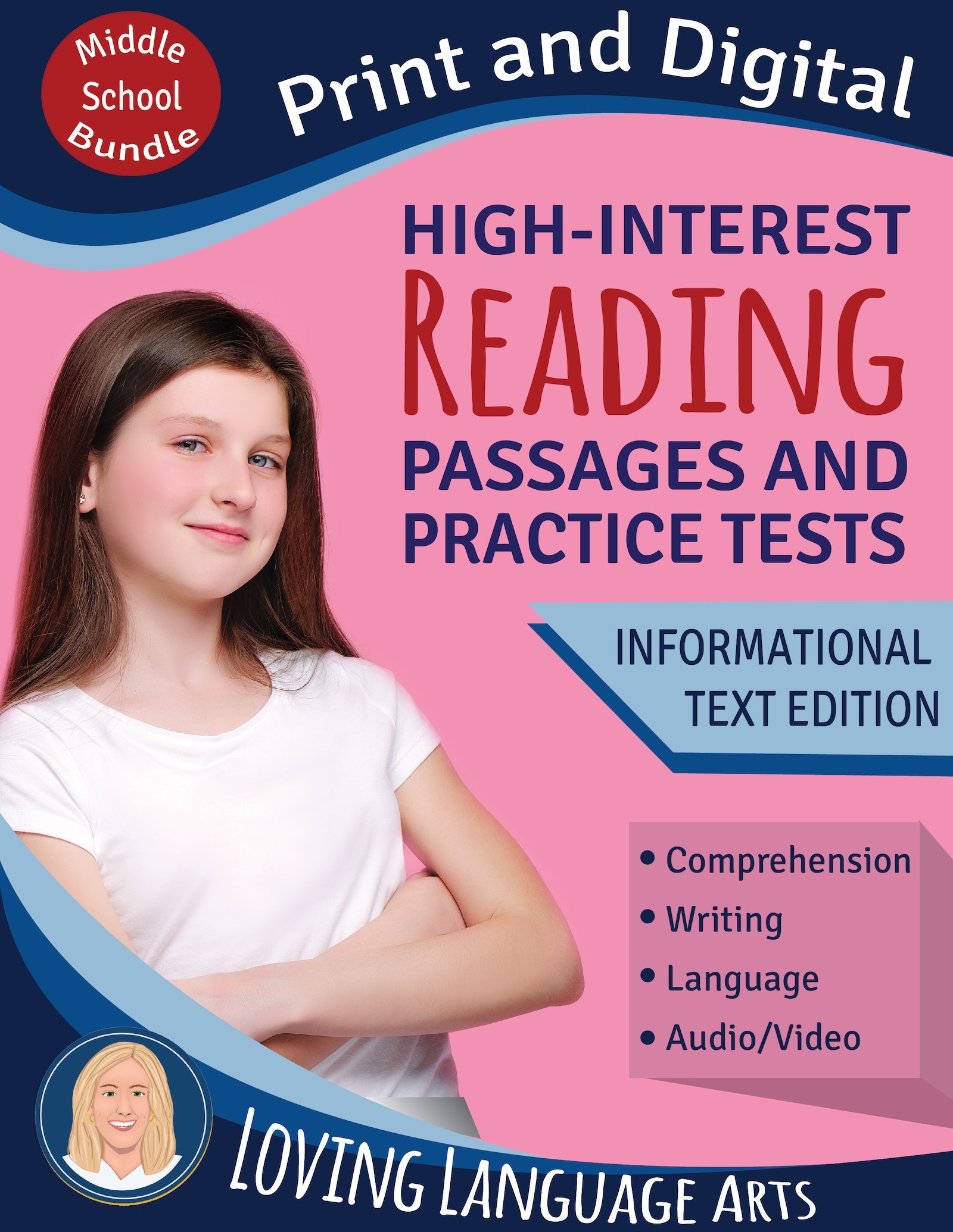 6th-8th grade language arts workbook bundle - High-interest passages and practice tests.