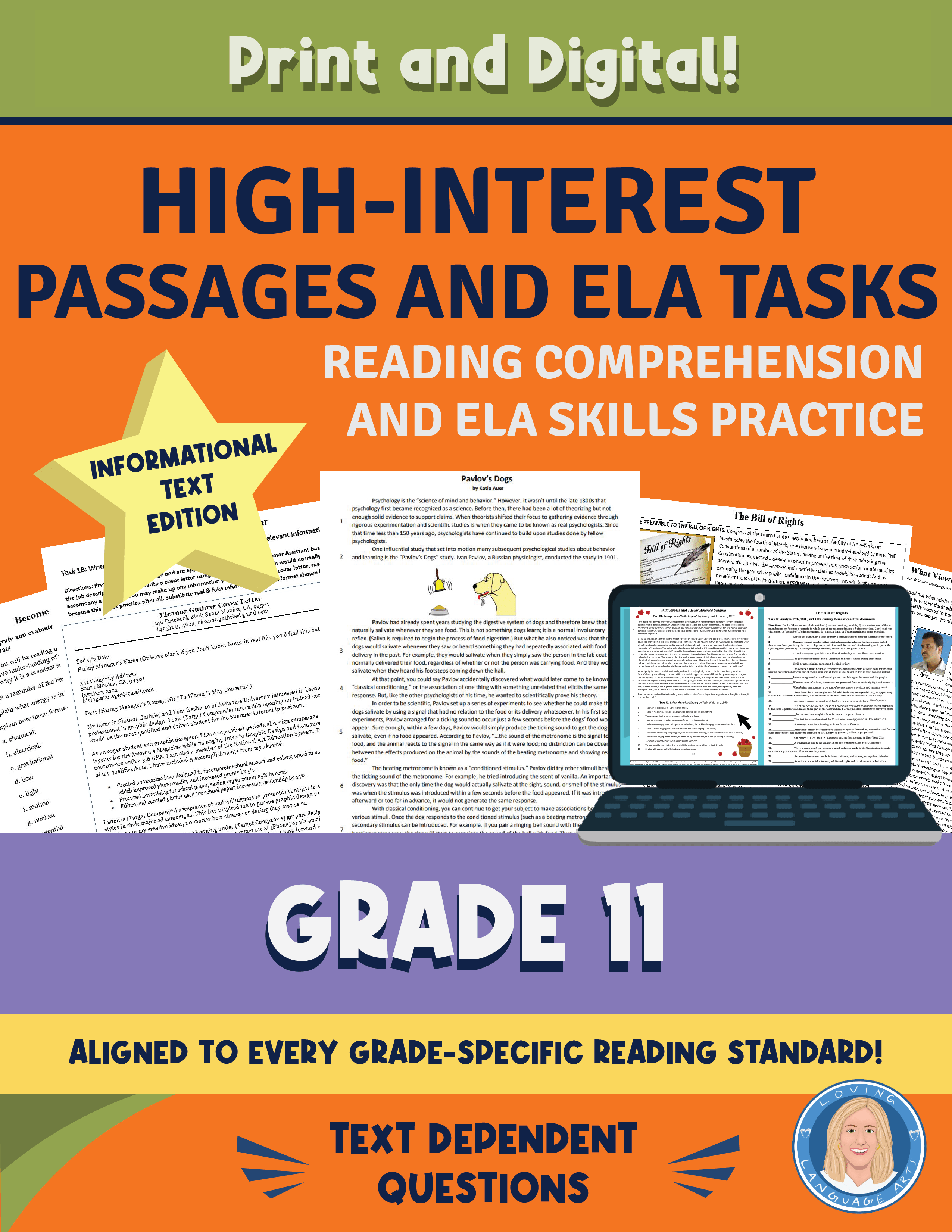 11th grade language arts workbook - High-interest passages and tasks.