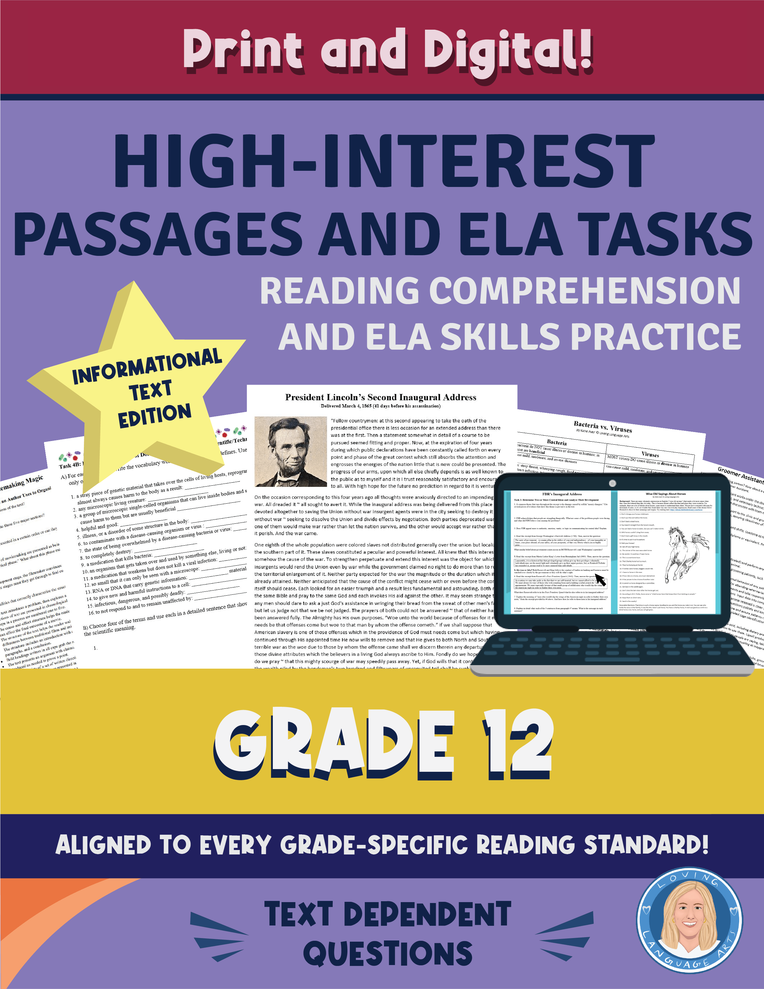 12th grade language arts workbook - High-interest passages and tasks.